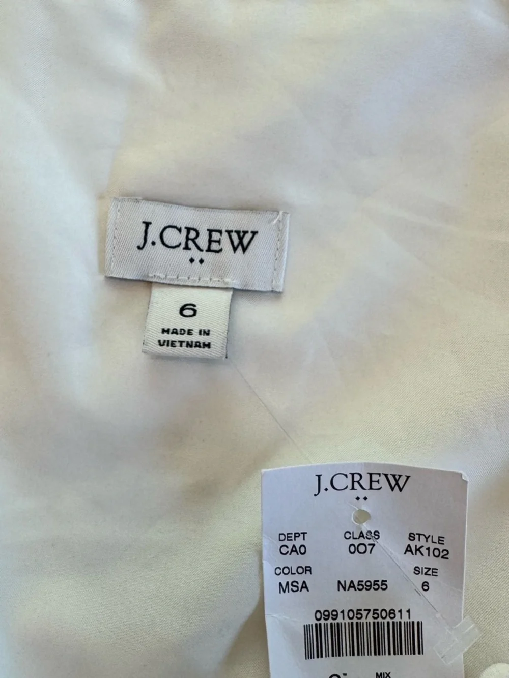 NWT J. Crew Ivory Cream Scalloped-Hem Spaghetti Strap Camisole 6